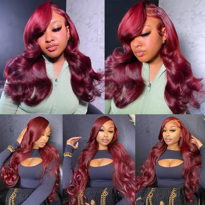Burgundy Body Wave HD Lace Front Human Hair Wig
