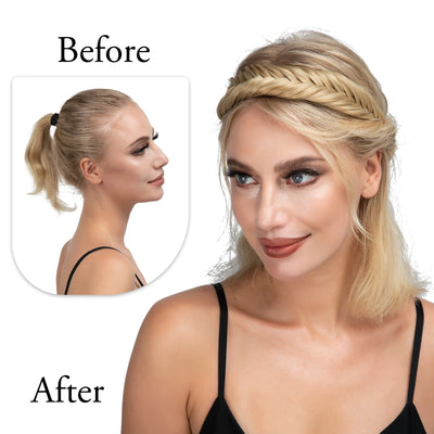 SARLA Synthetic Fishtail Braids Headband Hair With Adjustable Belt Plaited Hairband Bohemian Style Women Hairstyle Hairpieces