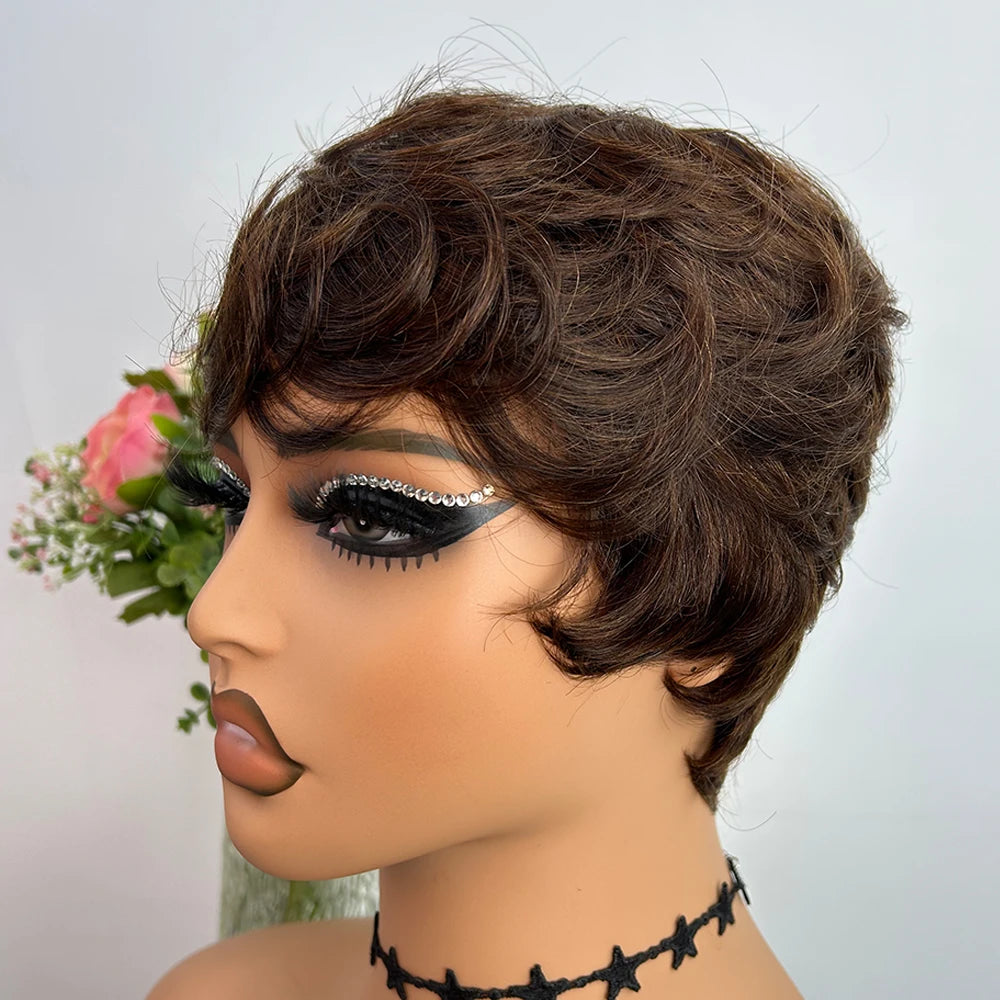 Short Straight Pixie Cut Human Hair Wig - JoySky Hair