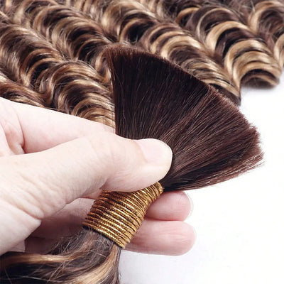 4/27 Highlight Deep Wave Hair Bundles No Weft for Boho Braids 100% Human Hair Extension Bundles Braiding Brazilian Hair Human