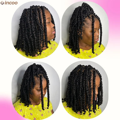 Synthetic Full Lace Braided Wigs Spring Twist Wig Short Bob Knotless Box Braids For Black Afro Women 12'' Passion Twist Braids