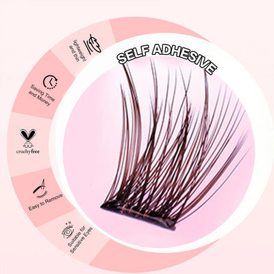 Cluster Lashes Light Weight Self Adhesive Eyelashes Pre Glued Press on Lashes Waterproof Handmade
