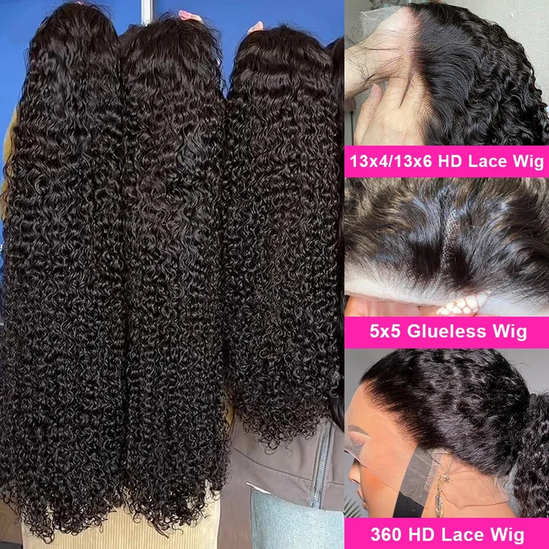 250% Density 13x4 13x6 HD Loose Deep Wave Lace Frontal Wig 30 Inch Water Wave Curly 360 Lace Frontal Human Hair Wigs For Women